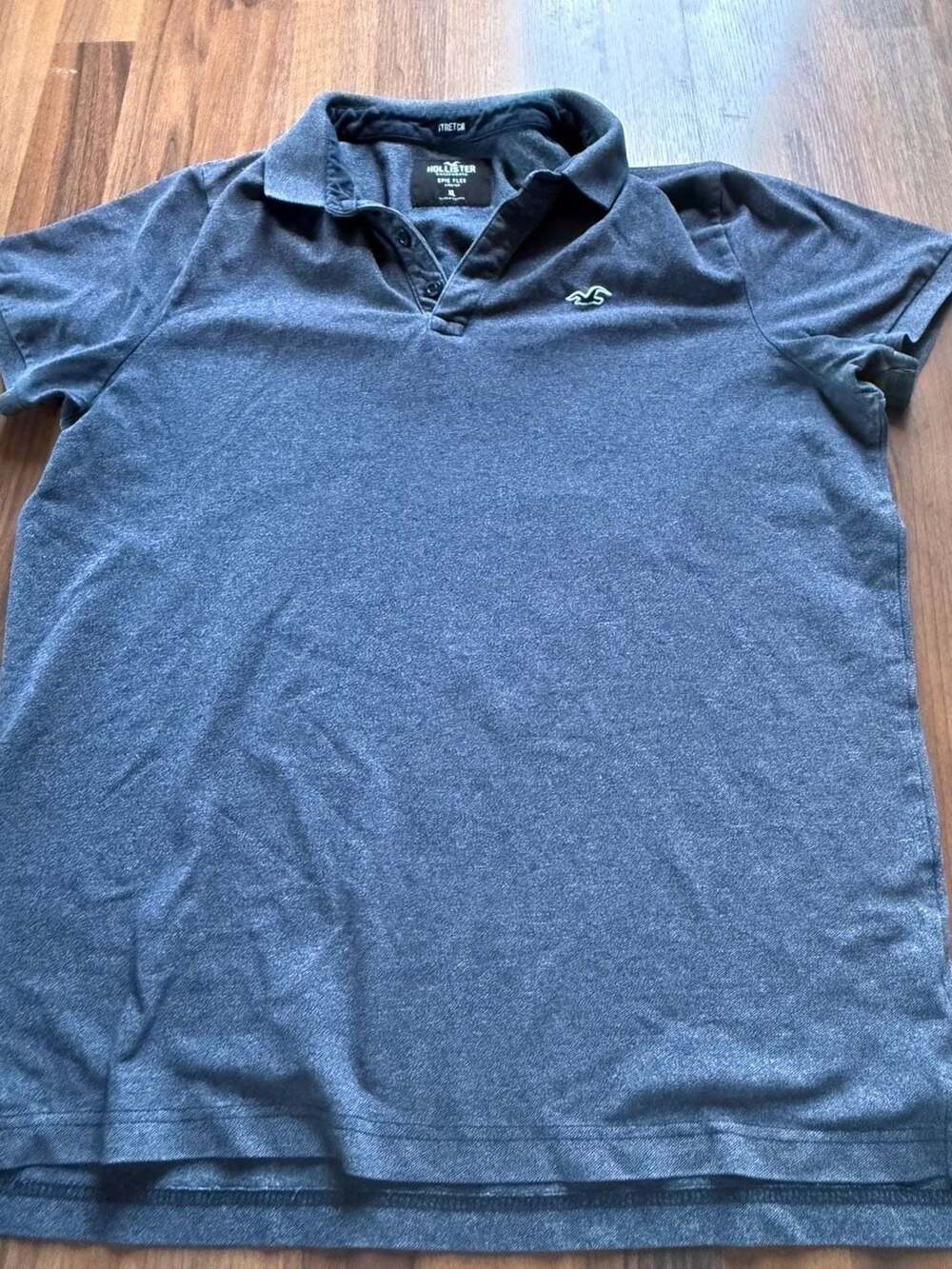 Hollister Epic Flex Stretch Polo Shirt Gray Heather Men's XL